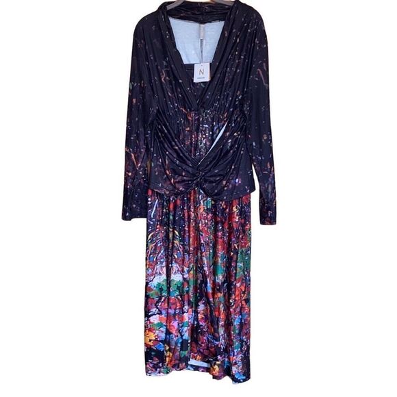 Noracora NWT Paint Splatter Multicolor Dress Long Sleeve Kidcore ArtToWear XL - Picture 1 of 7